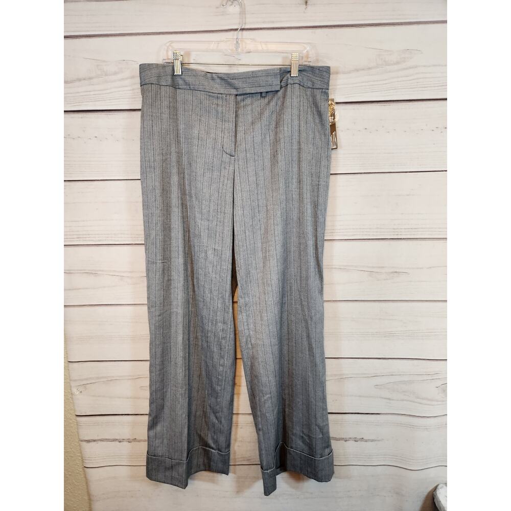 Nygard Collection Women's Gray & Black Pinstripe Wide Leg Dress Pants Size 14